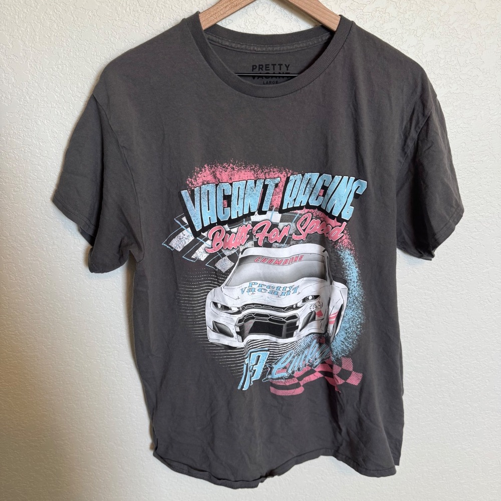Streetwear Racing Graphic Tee Pretty Vacant Size Large Gray